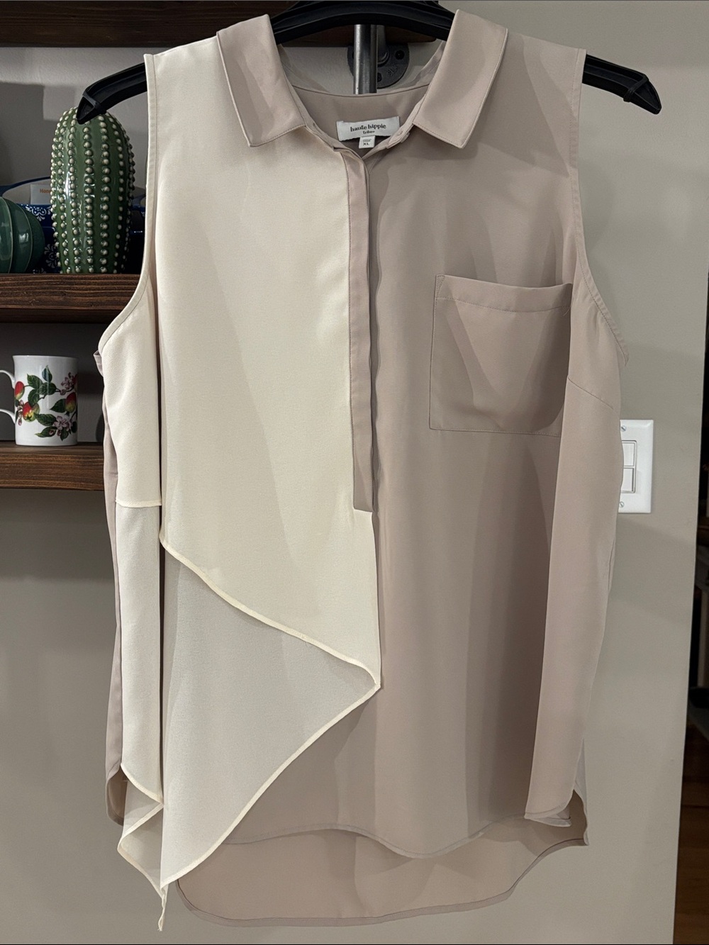 Haute Hippie Tribe Asymmetrical Button Front Blouse Size XL